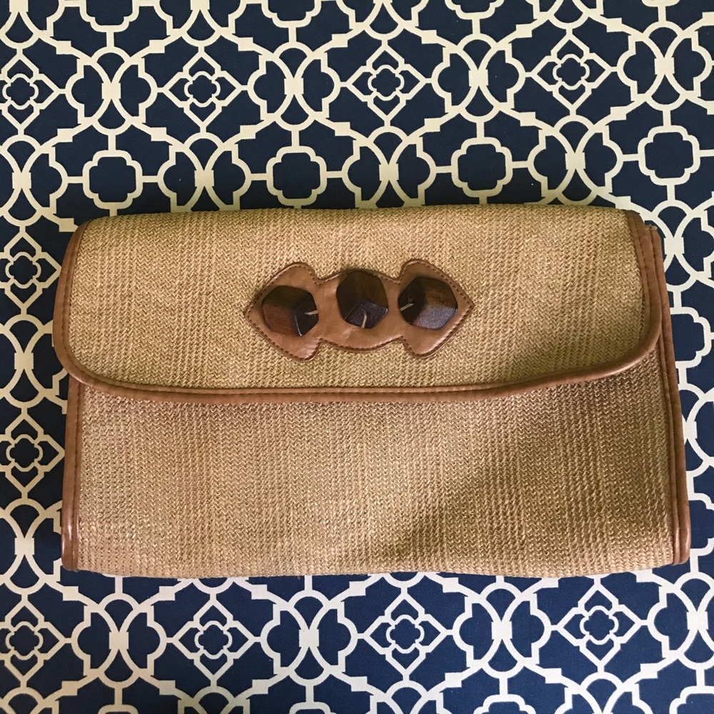 Poppie Jones Natural Woven Clutch Bag